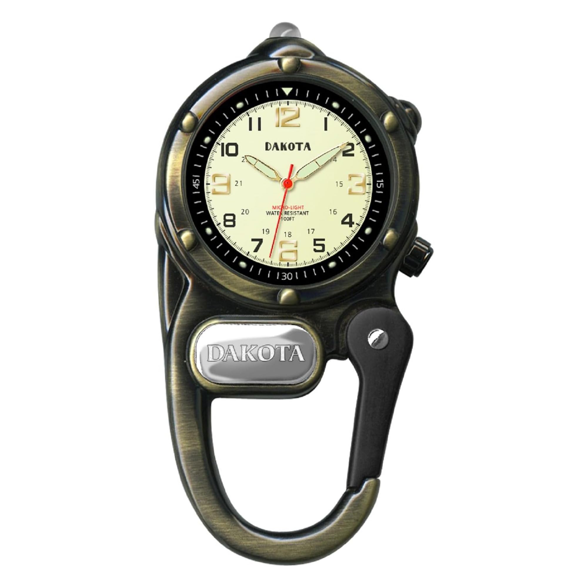 Dakota Mini Clip Pocket Watch with LED Flashlight Clip-On Watch, Water Resistant