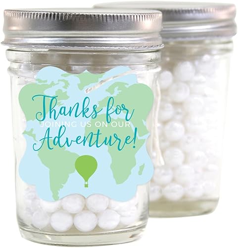 Miniatura 4 de Andaz Press Hot Air Balloon Adventure World Map Party Collection, azul y verde chocolate, paquete de 216, compatible con besos