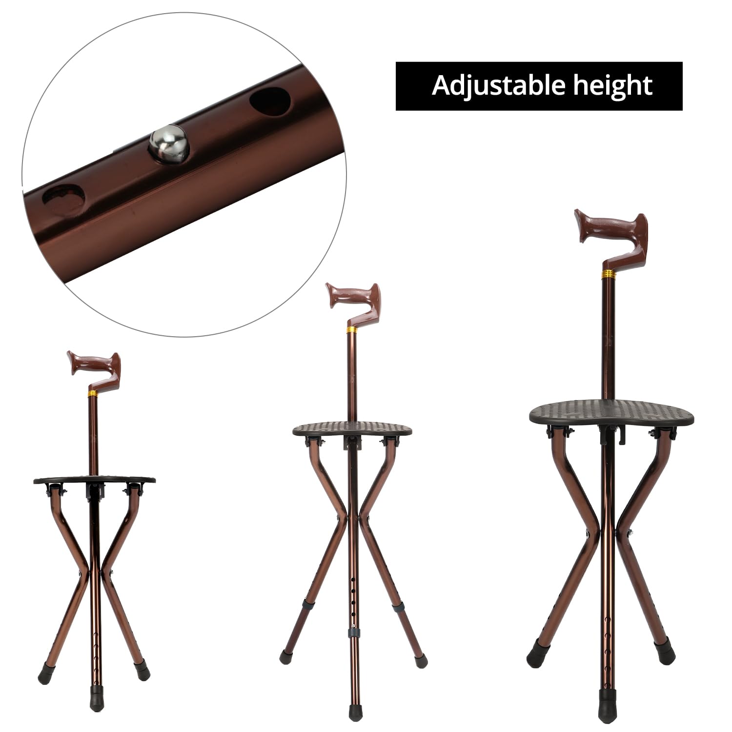 QWORK® Bastone da Passeggio con Sedile, Bastone da Passeggio Regolabile, Bastone da Passeggio Pieghevole, Bastone Anziani per Uomini e Donne