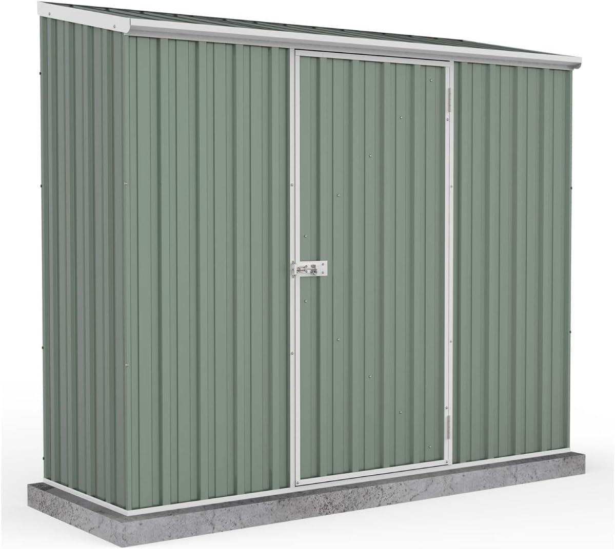 ABSCO 7’ x 3’ Space Saver Shed, Aluminum and Steel Utility Tool Shed, Outdoor Storage for Backyard, Lawn Patio, Bikes, Pale Eucalypt Metal Shed