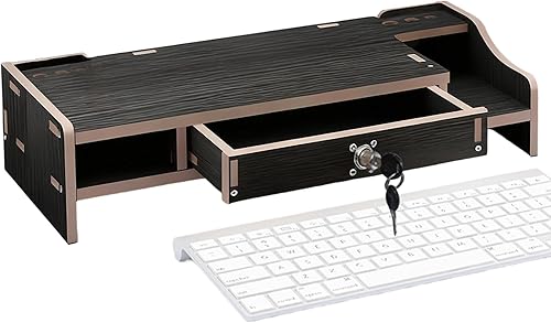 Miniatura 9 de Monitor Riser , Ergonomic  Sturdy Height Drawer Wood Computer, Stand Laptop Printer PC, TV Screen Pen Home Dorm  Laptop Printer PC TV Screen Pen