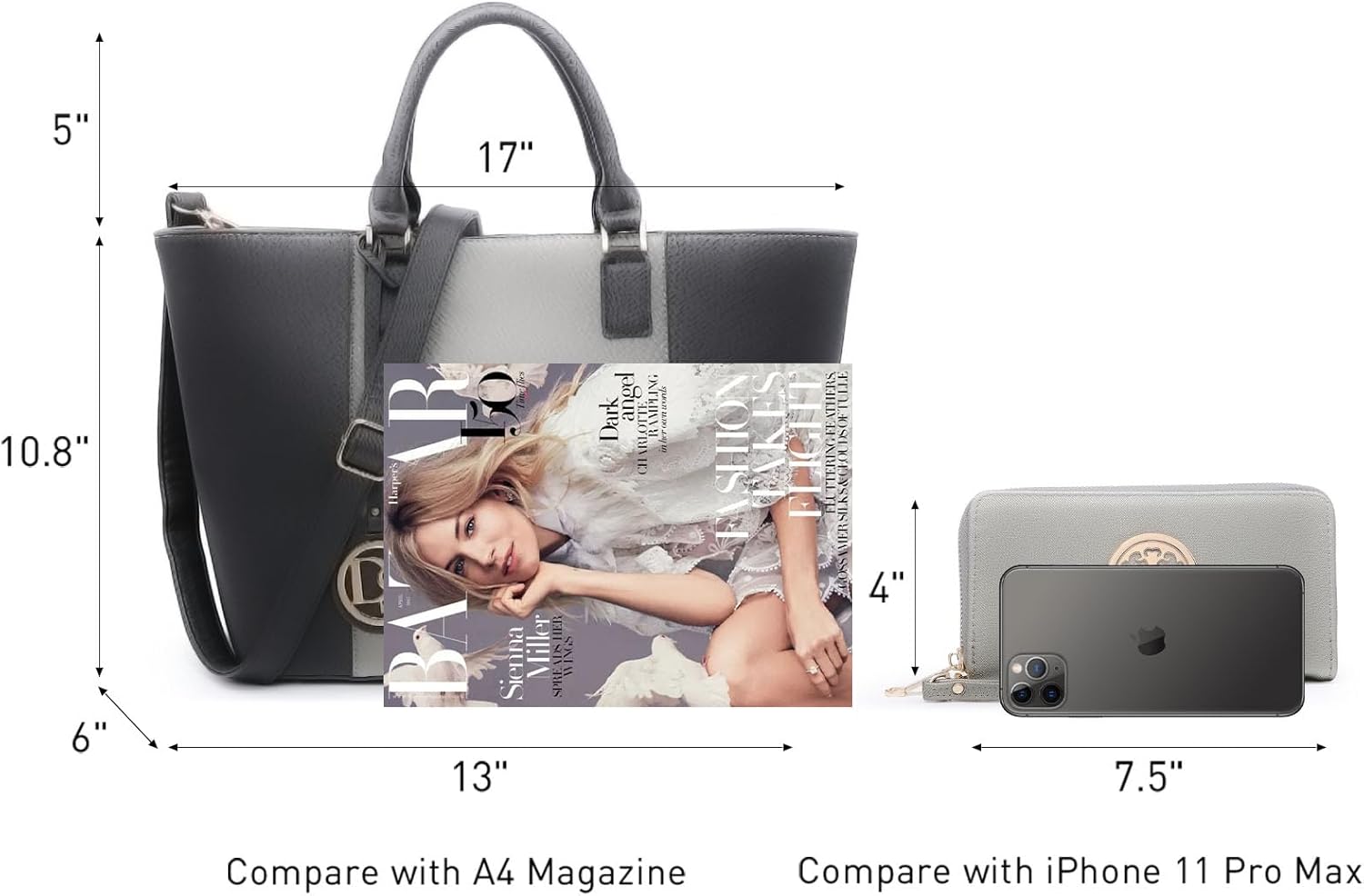 Dasein Satchel Purse Handbag for Women Large Shoulder Work Tote Bag With Matching Wallet - Image 6