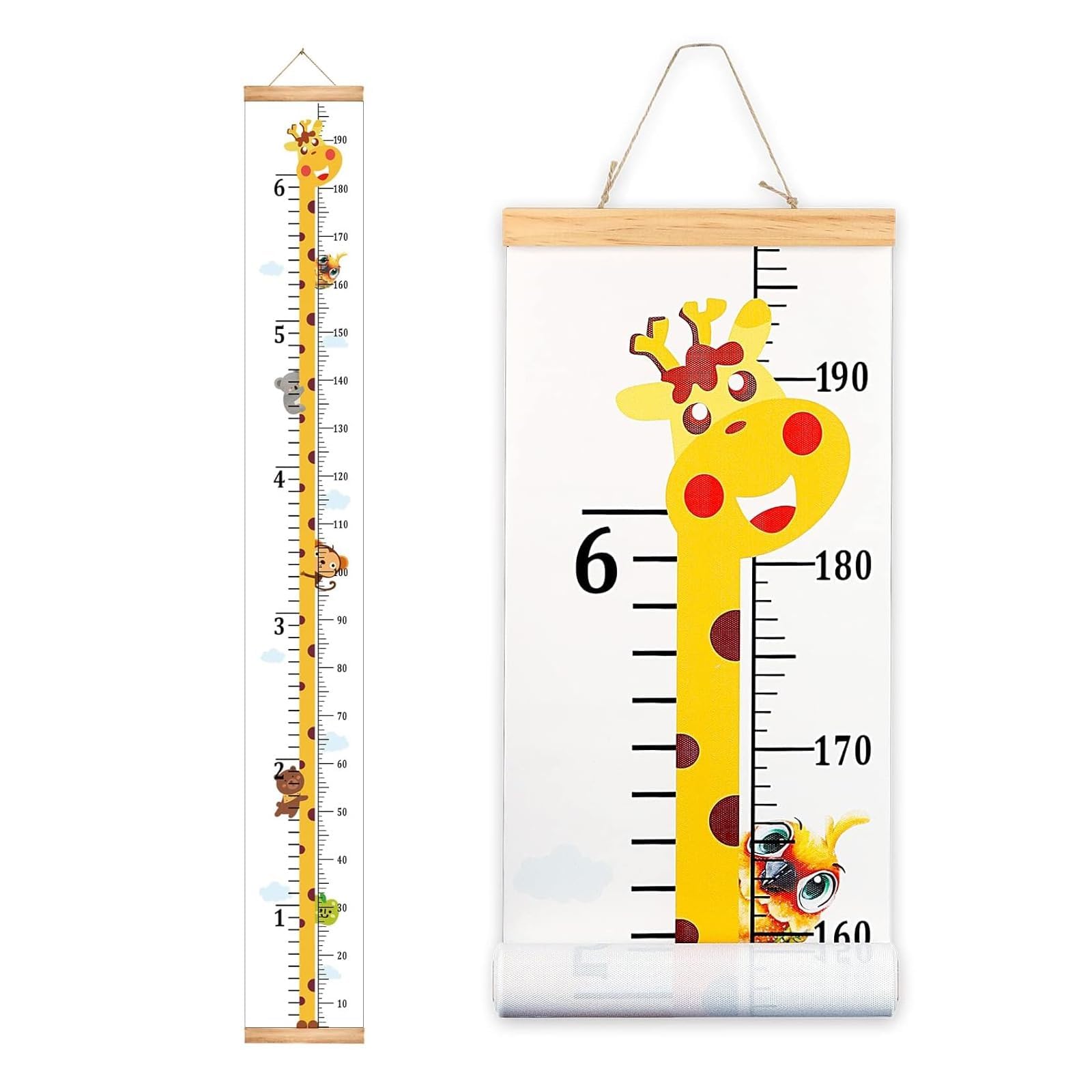 THE WHITE SHOP Growth Height Chart Handing Ruler Wall Decor for Kids, Canvas Removable Height Growth Chart 79" x 7.9" Height Chart for Wall Children Height Measuring Ruler Children's Room(Giraffe)