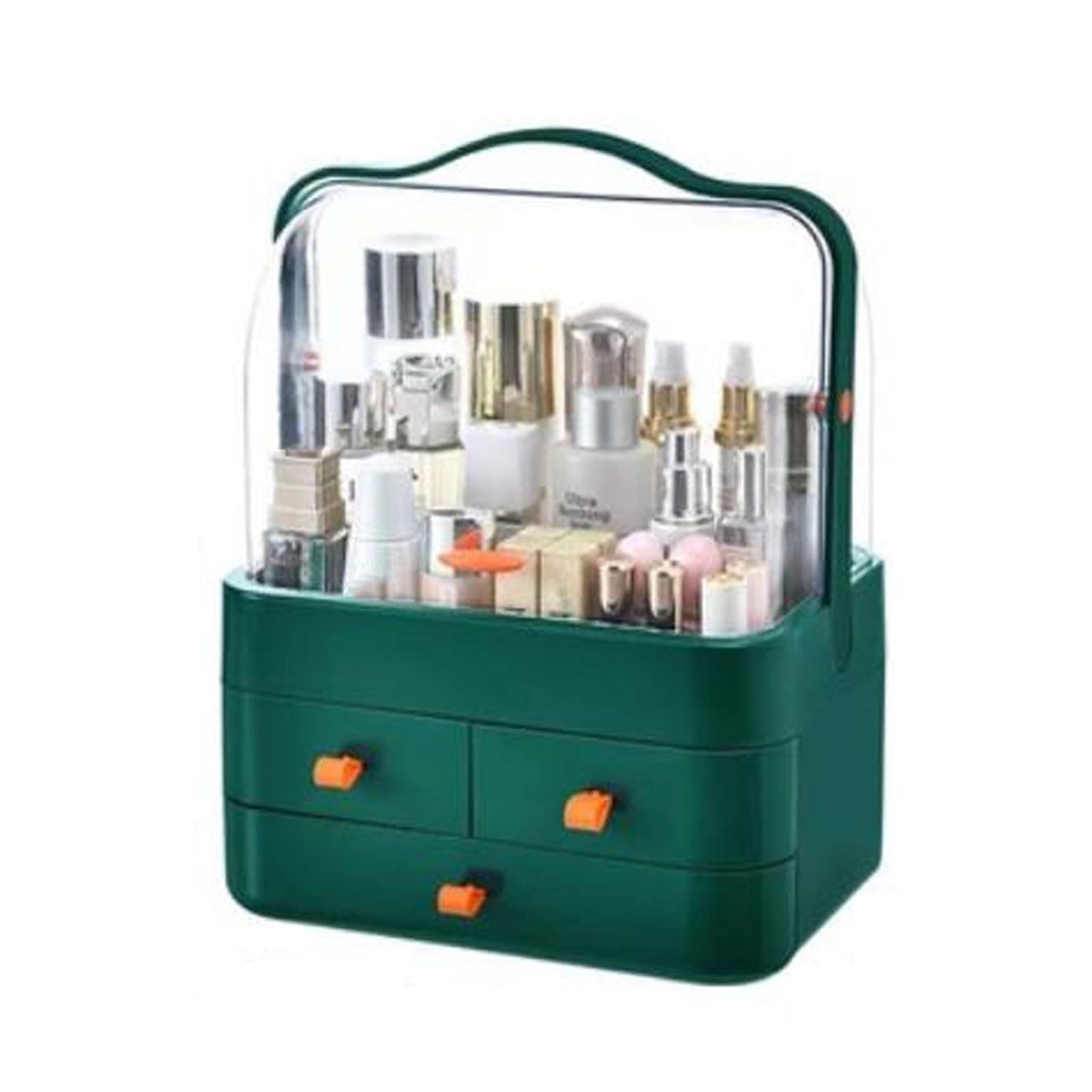 Z4T8M2K6G5 Skincare Organiser Cosmetics Organizer Box for Countertop with Flip Lid & Drawers, Makeup and Storage, Skincare Organizers for Bedroom, Bathroom, Waterproof & Dustproof(Green)
