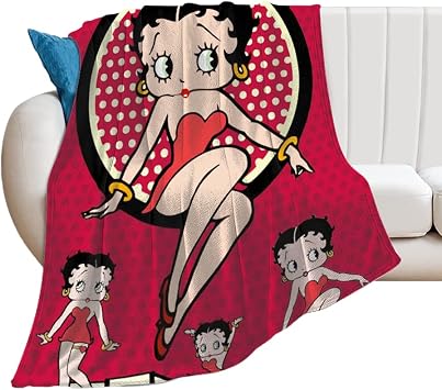 HYN Betty Boop Blanket for Sofa Flannel Throw Soft Blankets Gift for Mon Size 50''x40'' red 2