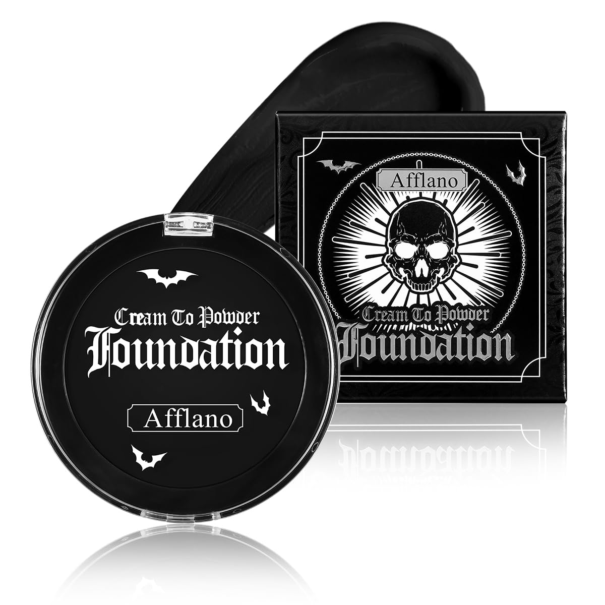 Afflano Face Paint Schwarz, Goth Schwarz Gesichtsfarbe, Körperfarben Black Foundation Halbmat, SFX Spezialeffekte Skelett Halloween Bodypainting Farben, Joker Karnevals Clown Cosplay Kinderschminke