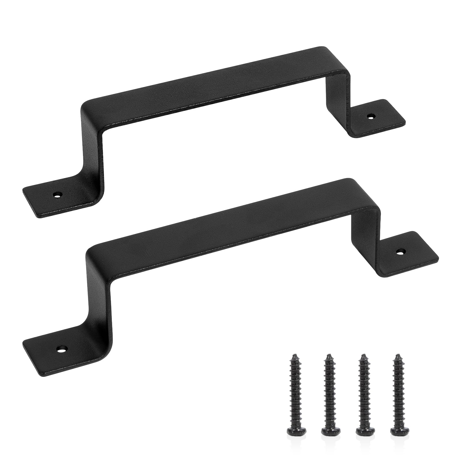 Barn Door Handle Black Steel Hardware，for Sliding Door Fence Door Wardrobe Drawer Garage Warehouse, Rustic Style (2pcs)