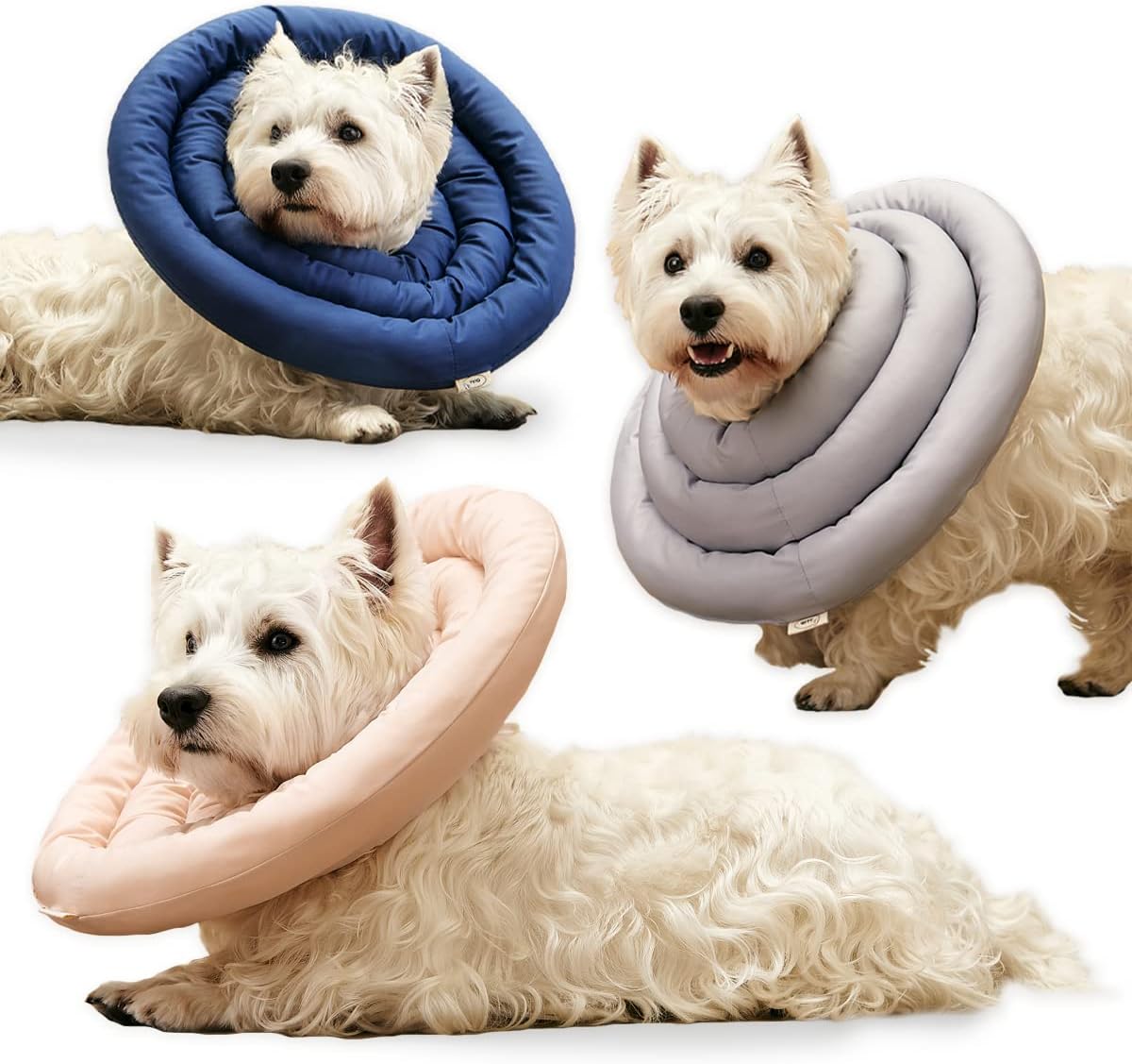 ARRR Comfy UFO Pet Recovery Collar, Water-Resistant Soft Adjustable Protective Dog Neck Donut E-Collar for Small and Medium Dogs and Cats After Surgery Safe Alternative Cone (Grey V2, M)