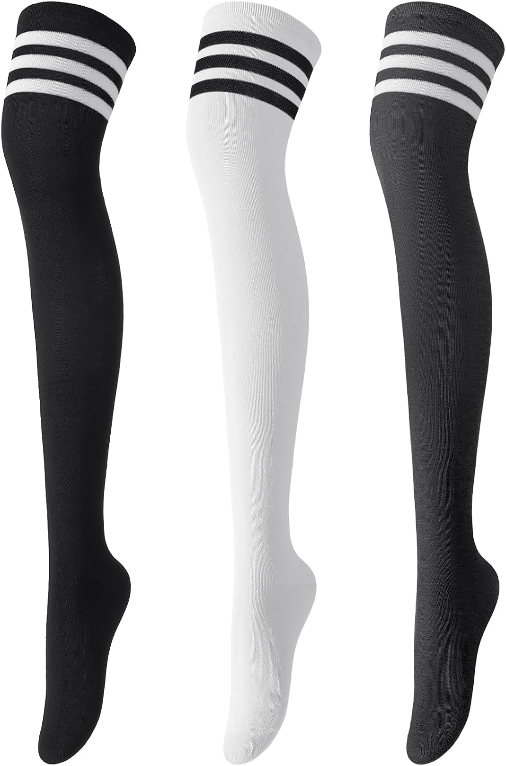 Pleneal 2/3 Pairs Thigh High Socks for Women Knit Warm Over Knee High Socks Leg Warmers Long Boot Sock