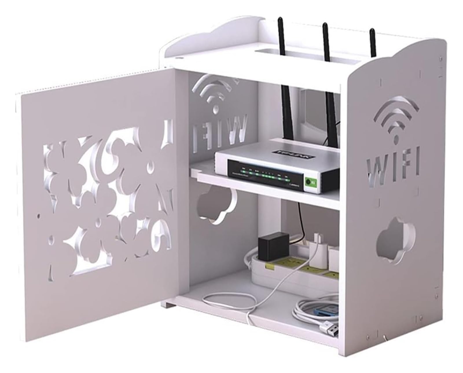 Étagère murale pour routeur, rangement de routeur WiFi et organisateur de câbles, support de routeur et protection de multiprise pour la maison et le bureau