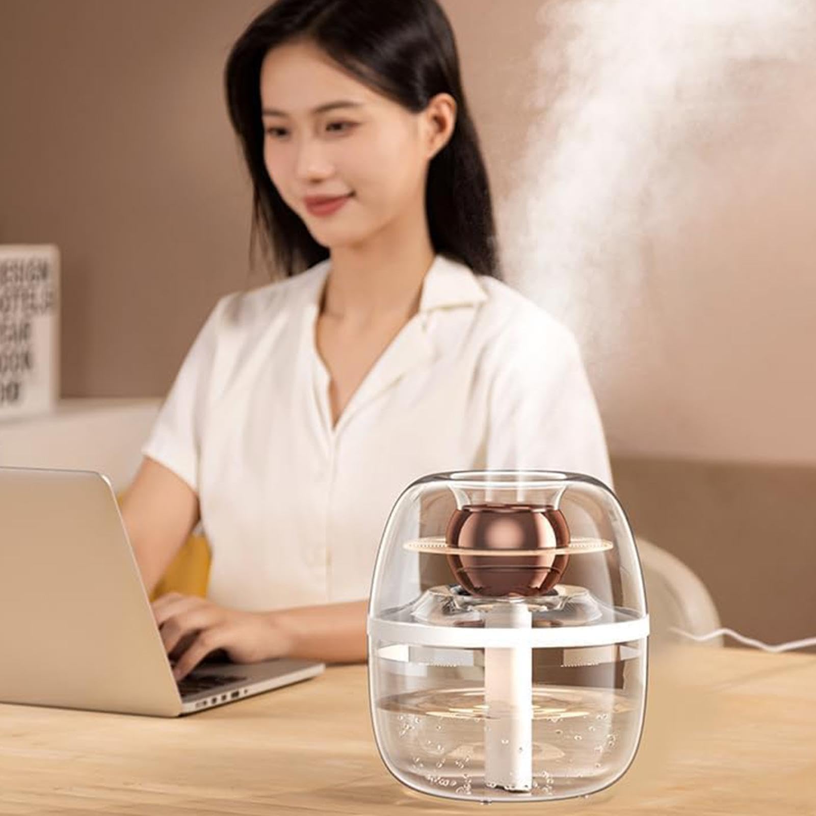 Humidificador para dormitorio con tanque de agua de 3 litros | Hidratante de aire de mesa con luz nocturna cálida para dormir y trabajar | Ideal para uso doméstico y de oficina