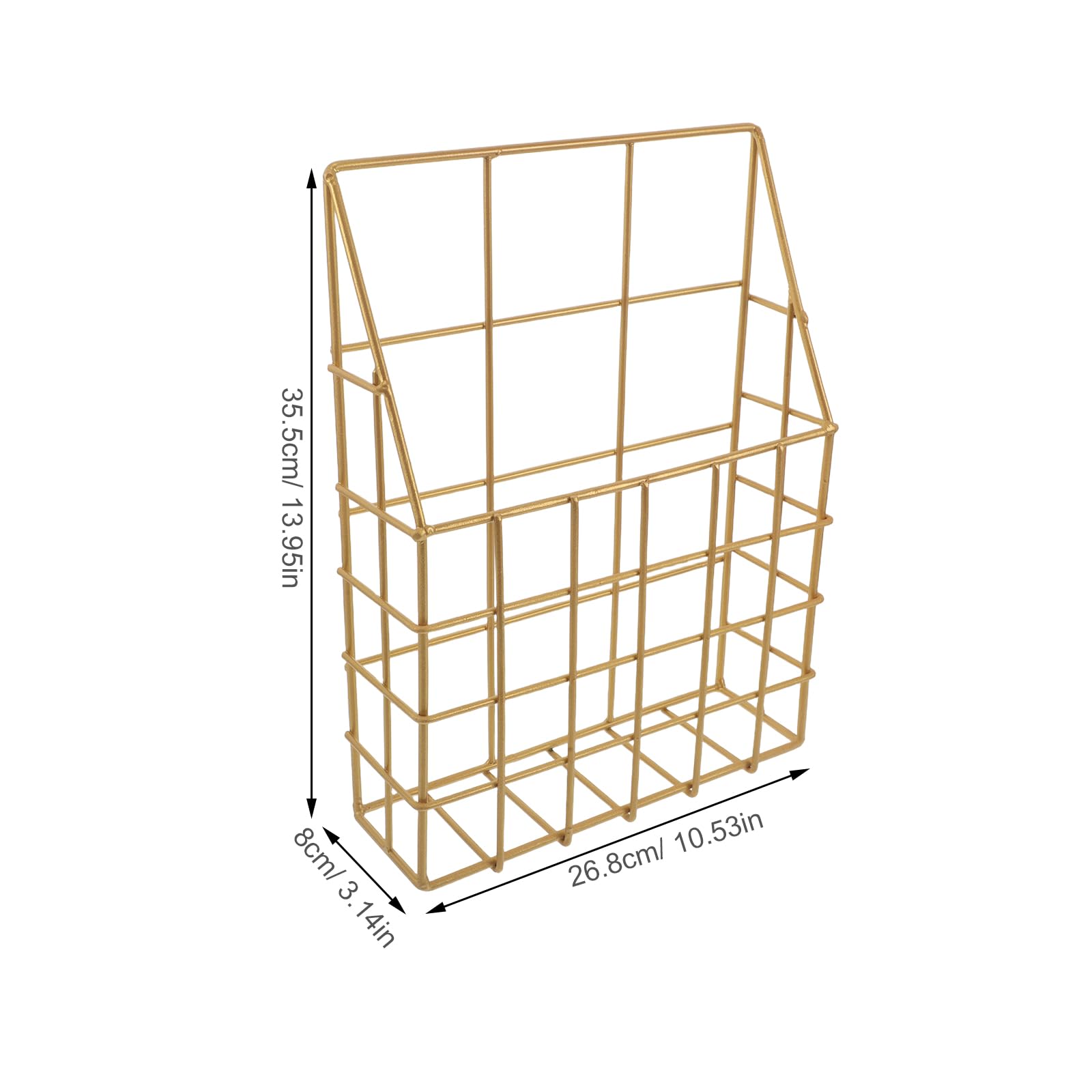 Cabilock Revistero de Pared Metálico Dorado Estantes para Periódicos, Diseño Moderno y Artesanal de Hierro Resistente para Organización en Oficina