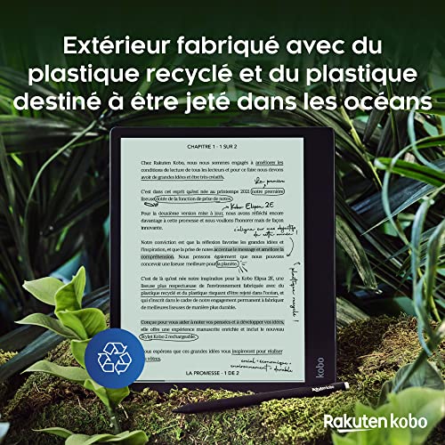Kobo Elipsa 2E | Liseuse | 10.3” Écran Tactile antireflet avec ComfortLight Pro | Inclus Kobo Stylus 2 | Luminosité Ajustable | Wi-FI | Carta E Ink Technology | 32GB