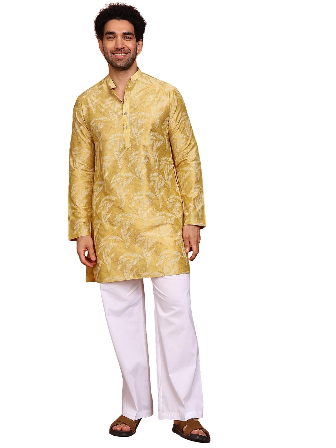 Men Silk Straight Woven Design Kurtas With Pyjama| Fit : Regular Fit | Coller : Mandarin/Chinese Collar | Coord Set | Straight Fit-image-44