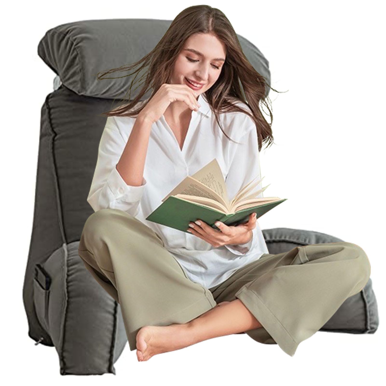 AMZZHAO Cojin Lumbar de Lectura Premium,Respaldo para Cama,Sofá,Suelo y Almohada Extra Viscoelástica,para Sentarse en la Cama Leer Juegos o Ver la Biblioteca de TV