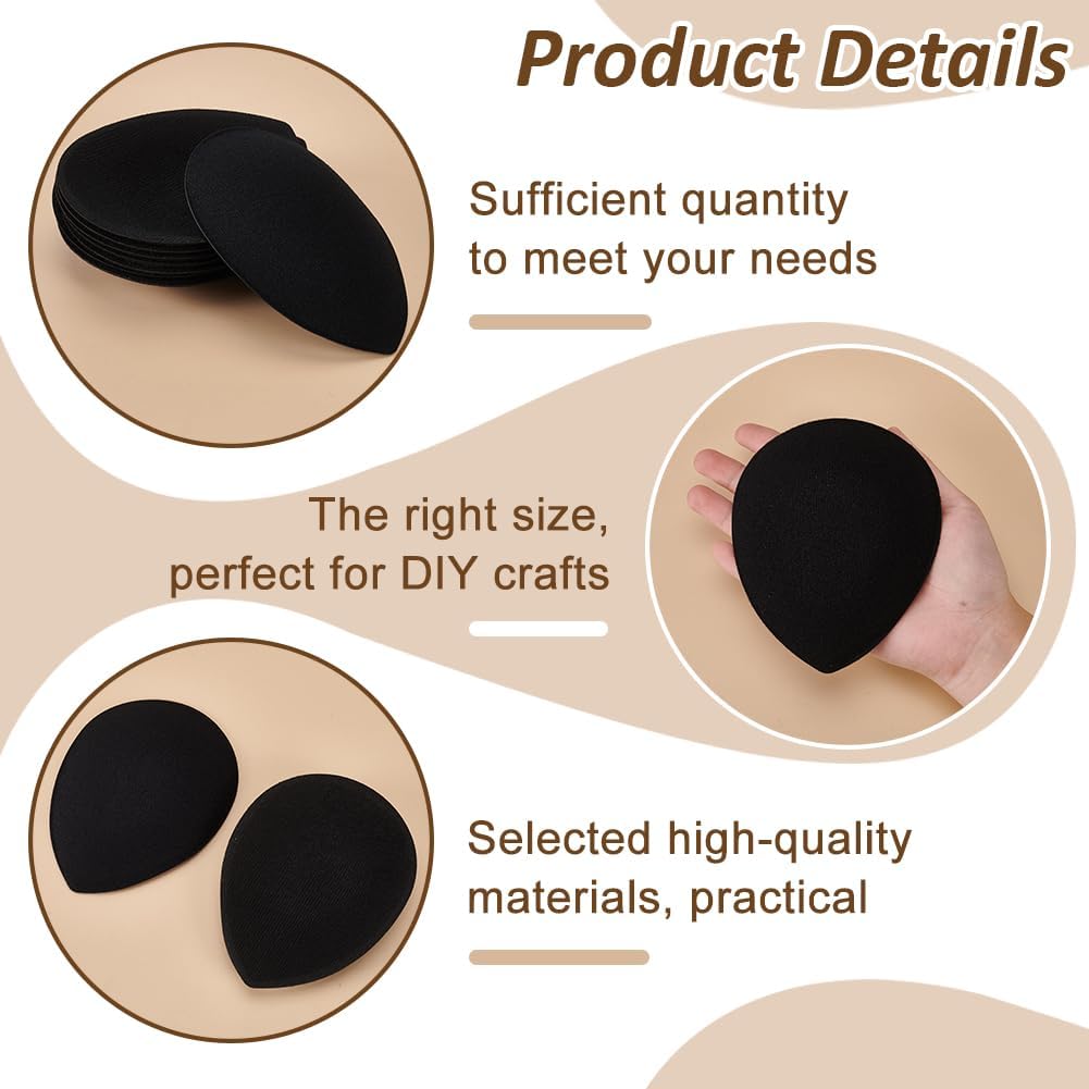 FINGERINSPIRE 10 PCS Fascinator Hat Base 3.9x5 Inch EVA Cloth Hat Fascinator Millinery Base Black Teardrop Hat Base Cocktail Hats Making Base Women Hat Craft Supply for Party Millinery Hat DIY Making