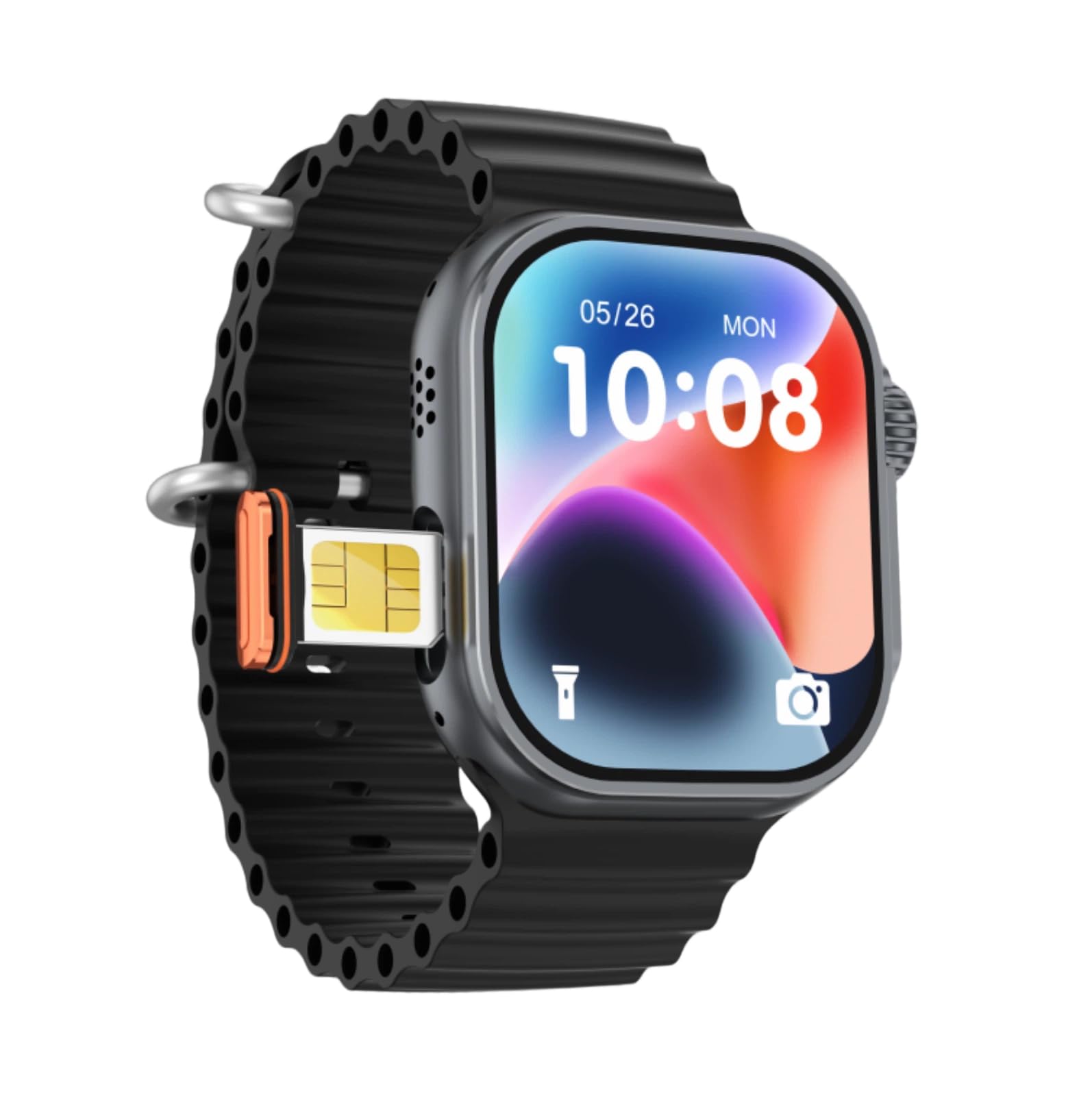 Smart Watch 4G con slot per scheda SIM, orologio intelligente autonomo con schermo HD da 2,2 pollici, fotocamera girevole a 190° per videochiamate, chiamate Wi-Fi, riconoscimento, nero