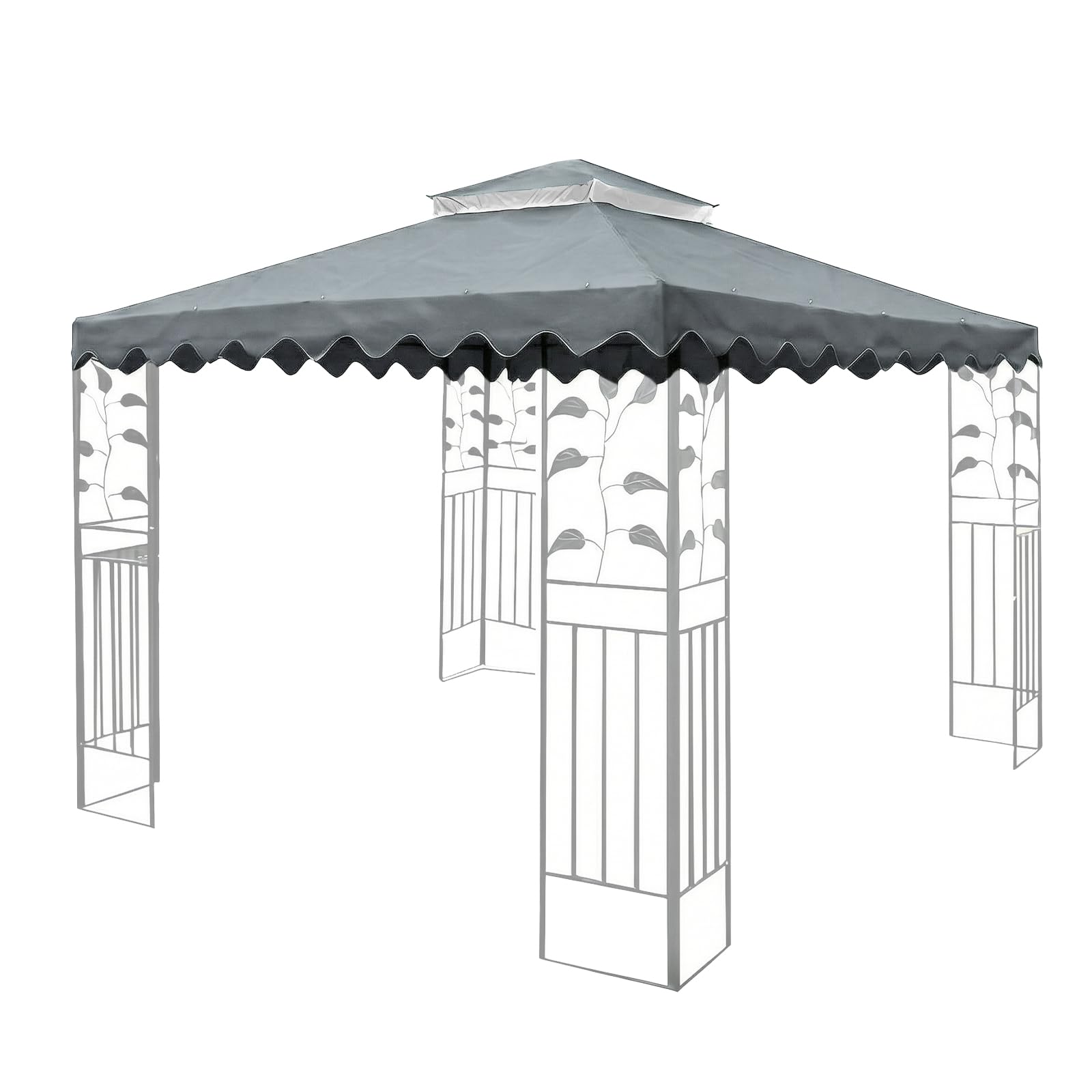 OKYUK Replacement Roof for Gazebo, with Breathable Mesh, UV-Resistant, Stable Waterproof Double Roof Construction, Including Drainage Holes, Ideal for 3x3M Garden Gazebos（Gray lace）