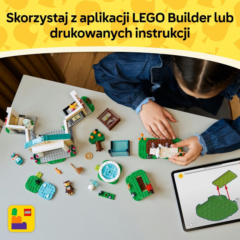LEGO Animal Crossing Blathers i kolekcja muzealna, zabawka konstrukcyjna dla dzieci z minifigurkami i skamieniałością triceratopsa, pomysł na prezent dla 7-latka, chłopca i dziewczynki 77056