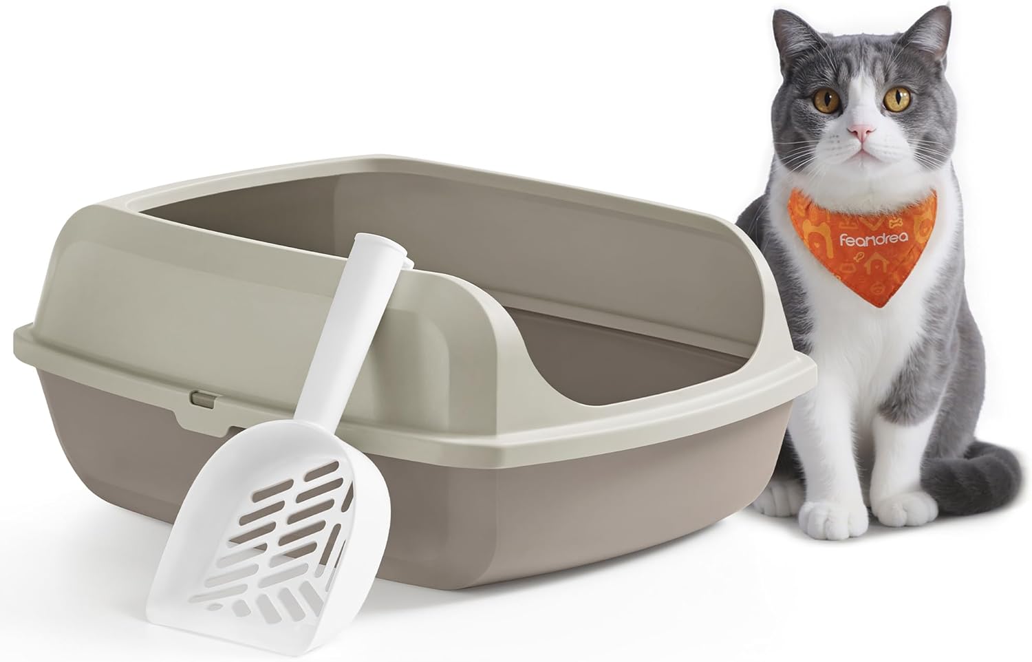 Feandrea Katzentoilette mit hohen Seitenwänden, XL, offene Katzentoilette mit Schaufel für Kätzchen und große Katzen, Cappuccino-Beige, PPT009LH01 Feandrea Katzentoilette mit hohen Seitenwänden, XL, offene Katzentoilette mit Schaufel für Kätzchen und große Katzen, Cappuccino-Beige, PPT009LH01