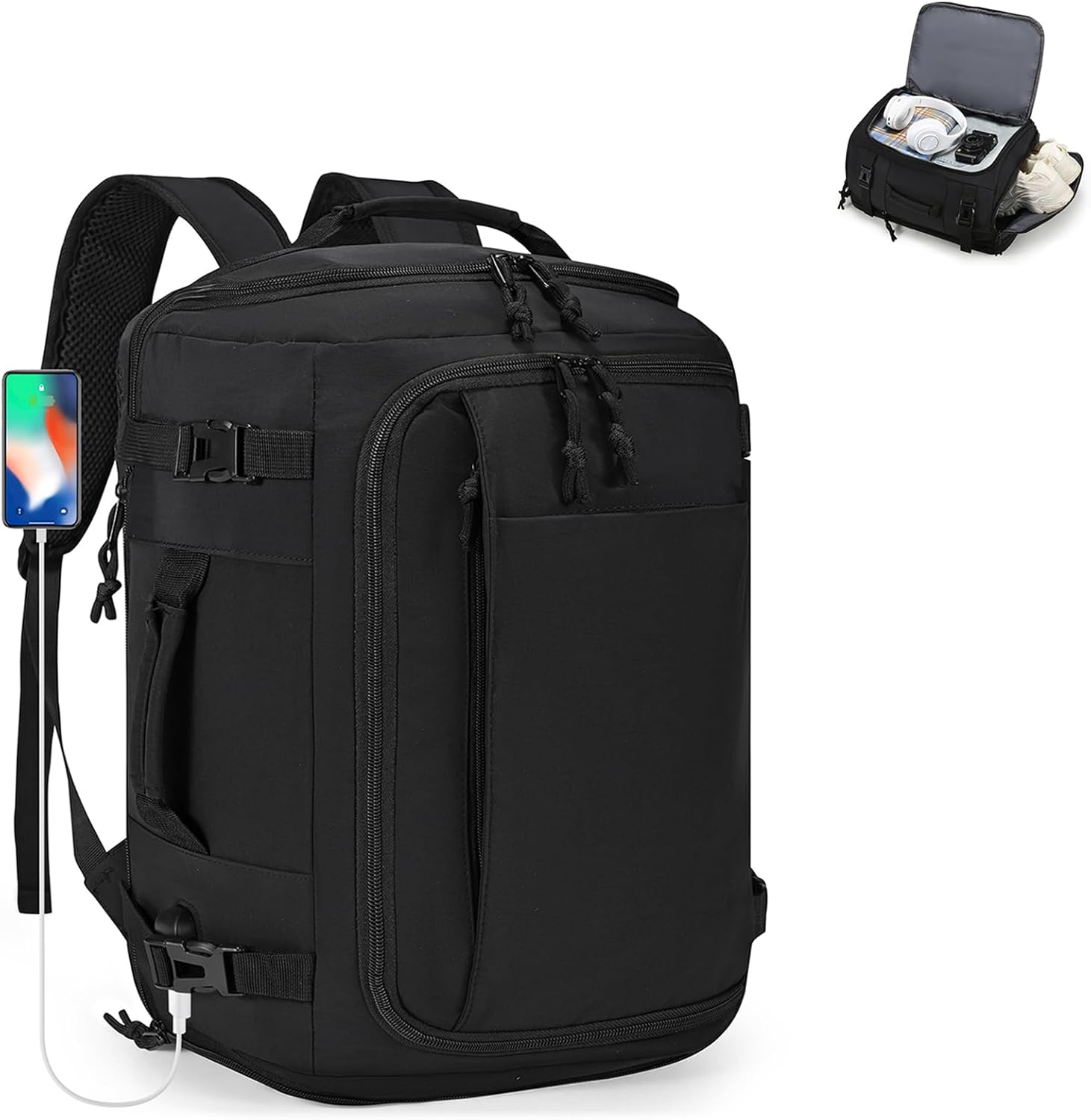 SPAHER Extensible Sac à Dos Voyage Cabine Avion 40x30x20 Wizzair 40x30x25 Eurowings Bagage Cabine Sac à Dos Ordinateur 15,6 Pouces avec Port de Charge USB et Compartiments Chaussures Bagage à Main SPAHER Extensible Sac à Dos Voyage Cabine Avion 40x30x20 Wizzair 40x30x25 Eurowings Bagage Cabine Sac à Dos Ordinateur 15,6 Pouces avec Port de Charge USB et Compartiments Chaussures Bagage à Main