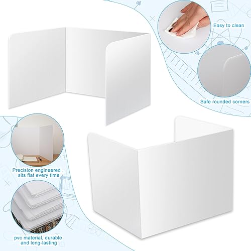 Miniatura 3 de 4 protectores de privacidad para escritorios de estudiantes, divisor de plástico para estudio, escudos de privacidad portátiles para aula,