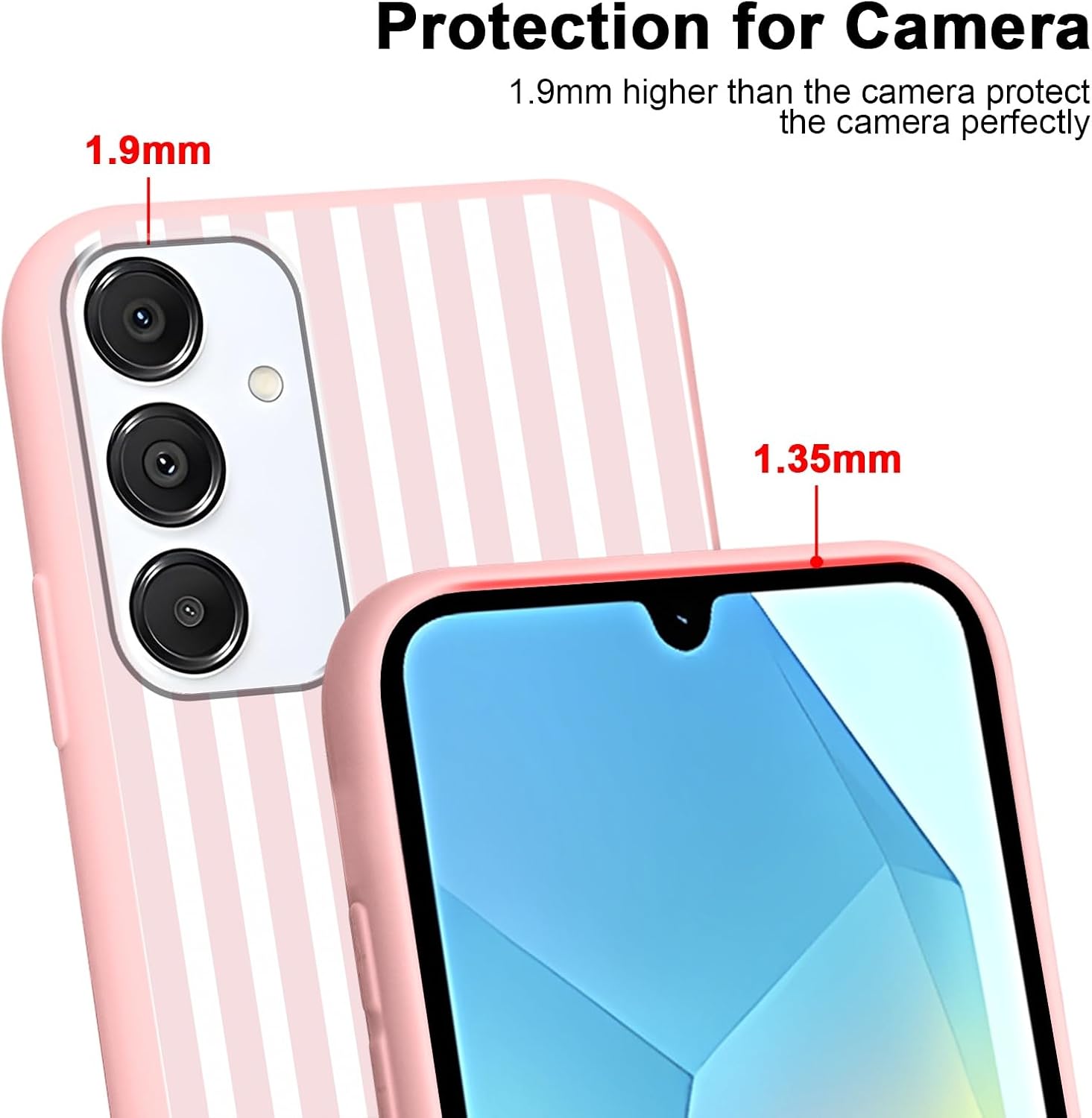Cute Pink Striped Phone Case for Samsung Galaxy A16 5G 6.7" image 3