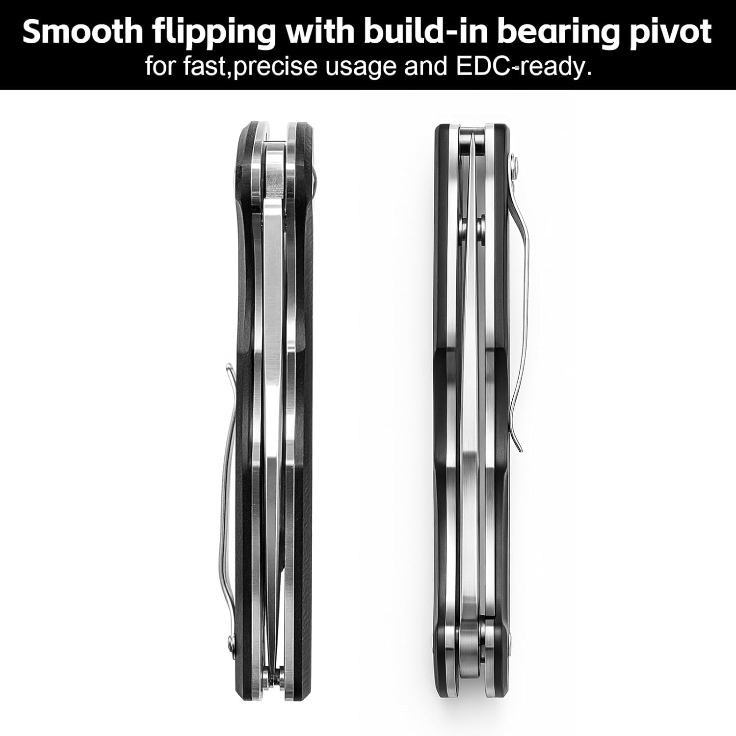 Pocket EDC Knife V903, 3.2" D2 Steel Blade Black G10 Handle Folding Knife with Pocket Clip for Men Women Camping Survival Hiking Outdoors (Black)