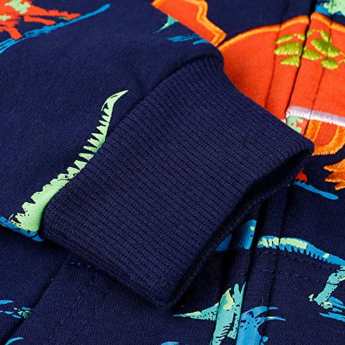 Image of Popshion Boys Toddler Cartoon Dinosaur Hoodies Jacket Cool Long Sleeve Zipper Hooded Sport Sweatshirt Coat for Kids 1-7 Years