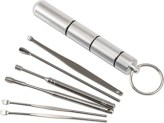 Ear Wax Removal kit, Ear Cleaner, 6-Piece Stainless Steel Ear Pick and Portable Storage Box, Remove Earwax Anytime Anywhere (Silvery)