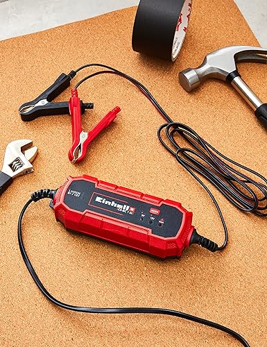 Einhell CE-BC 1 M Caricabatteria auto (220-240 V, di carica 6 / 12 V, per batterie 3-32 Ah, corrente carica 1A, mantenitore carica, per batterie gel - AGM - acido, possibile fissaggio a parete) - 12