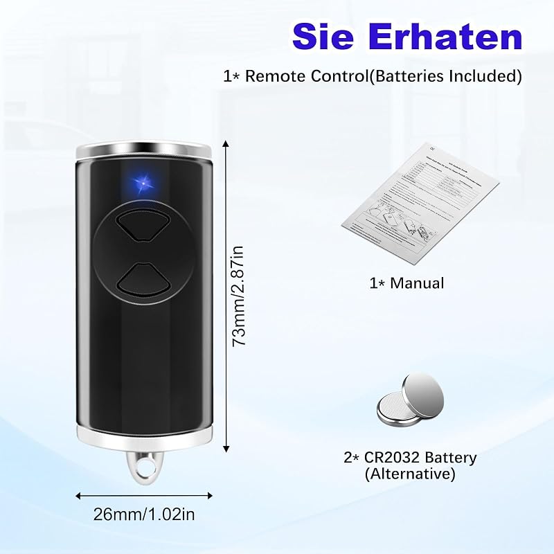 Wvoillty 868 MHz Kézi Távirányító Hörmann Garázskapu Nyitóhoz, 2 Gombos Kompatibilis HSE2BS Modellel