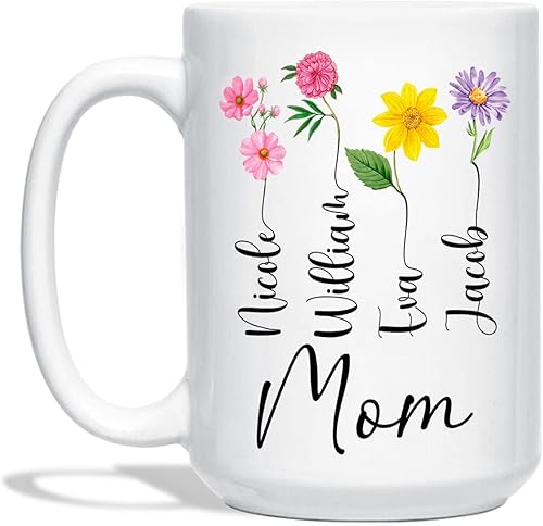 Miniatura 1 de Taza de café personalizada para mamá con nombres de niños, regalo para mamá de hija, hijo, taza personalizada para mamá, regalo para mamá, taza de
