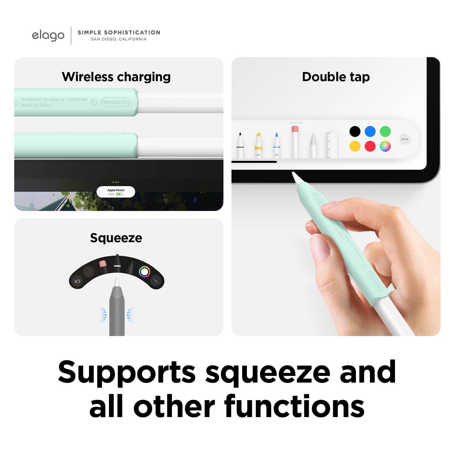 Amazon | elago Grip Apple Pencil Pro、第1世代、第2世代、Apple