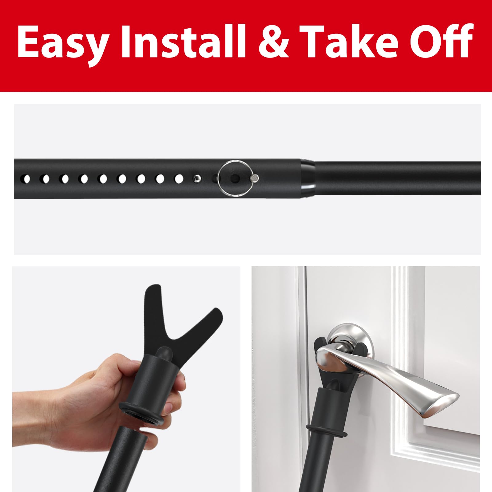 Barre de sécurité 3 en 1 pour porte coulissante d'appartement, terrasse, barre de sécurité de l'intérieur, barre de sécurité réglable pour porte d'entrée et fenêtre pour la sécurité de la maison,