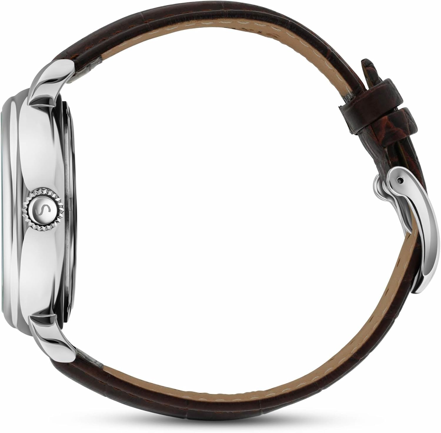 Stauer Copernicus Open Heart Automatic Watch for Men – 42mm Case, Guilloché Face and Blue Roman Numeral Hands, Sun-Moon Dial and Brown Leather Strap