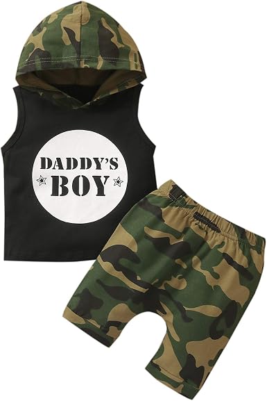 Amazon.com: Conjunto de ropa de verano con capucha para bebé y niño, diseño de  camuflaje : Ropa, Zapatos y Joyería