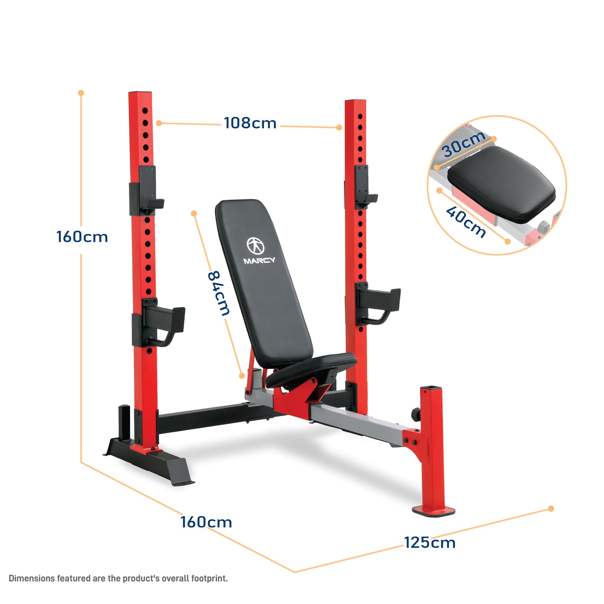 Deluxe Olympic Weight Bench with Adjustable Back & Bar Catch & Optional Arm Curl, Leg Developer, Lat Tower Attachments (Sold Separately), Personal Home Gym for Strength Training, Weightlifting