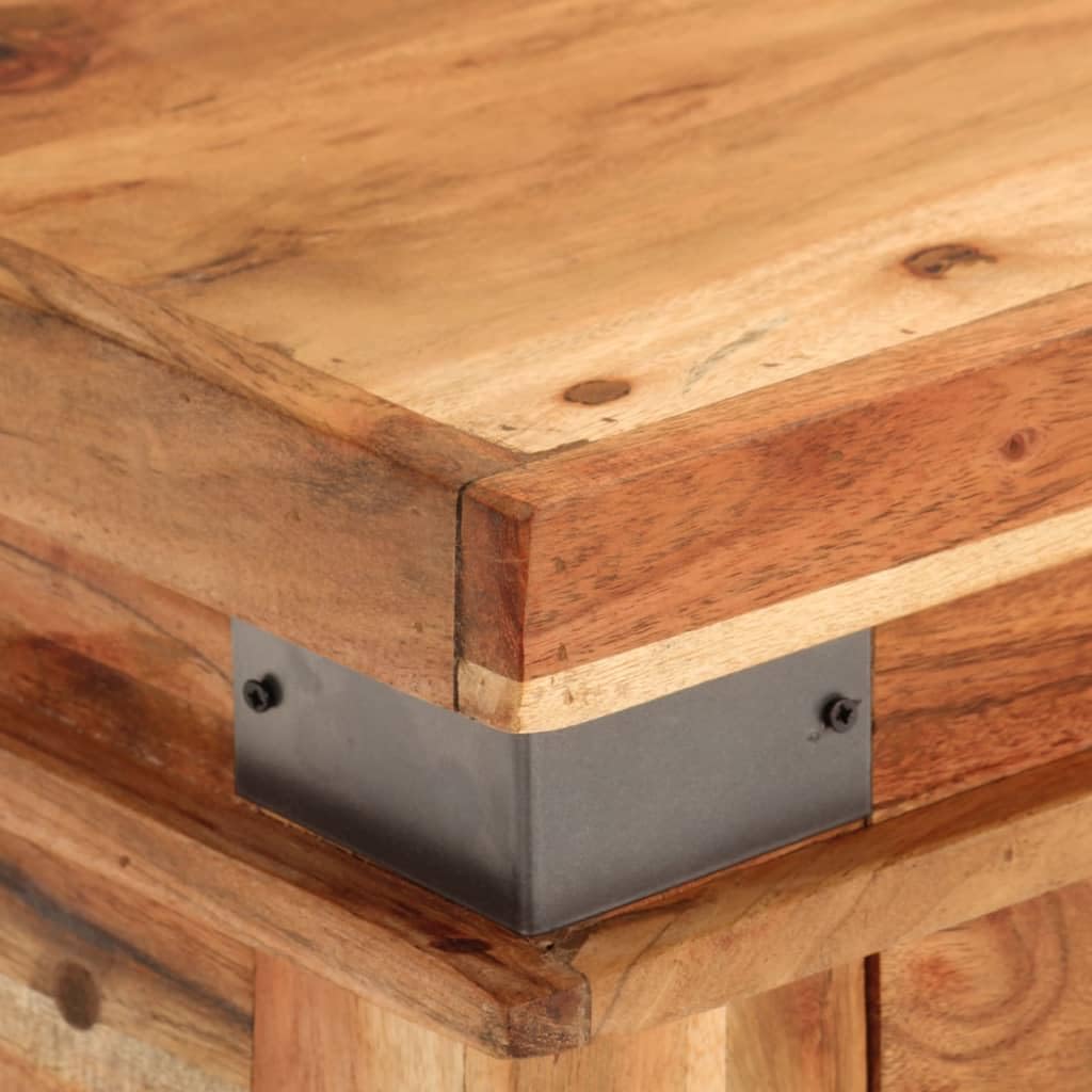 Mesa consola clásica de madera maciza de acacia con 2 cajones y tablero robusto para un almacenamiento elegante y una presentación elegante en el salón