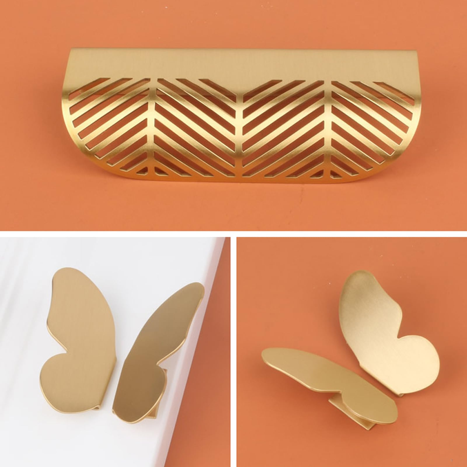 5X Möbelgriffe Schubladengriff Möbelgriffe Schrankgriffe Cupboard Handles Messing Gold Schrankgriffe,moderne Küchengriffe Gebogener Türgriff Verdeckter Profilgriff Geeignet für Schränke,Schubladen