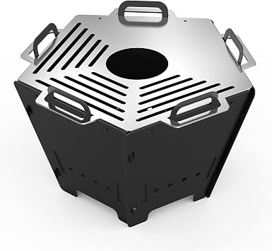 2 IN 1 BBQ Charcoal Grill & Fire Pit, Detachable Fire Pit, Portable Yakitori Hibachi Grill, Barbecue Stove for Camping Picnic Patio Backyard Tailgating, GS357