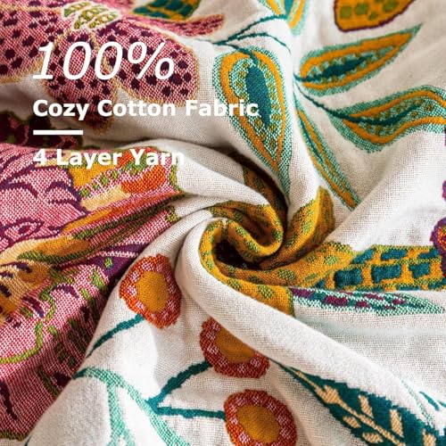 Image of LUTBM Boho Throw Blanket for Bed 60 inchx80 inch, 100% Cotton Cozy Couch Blankets
