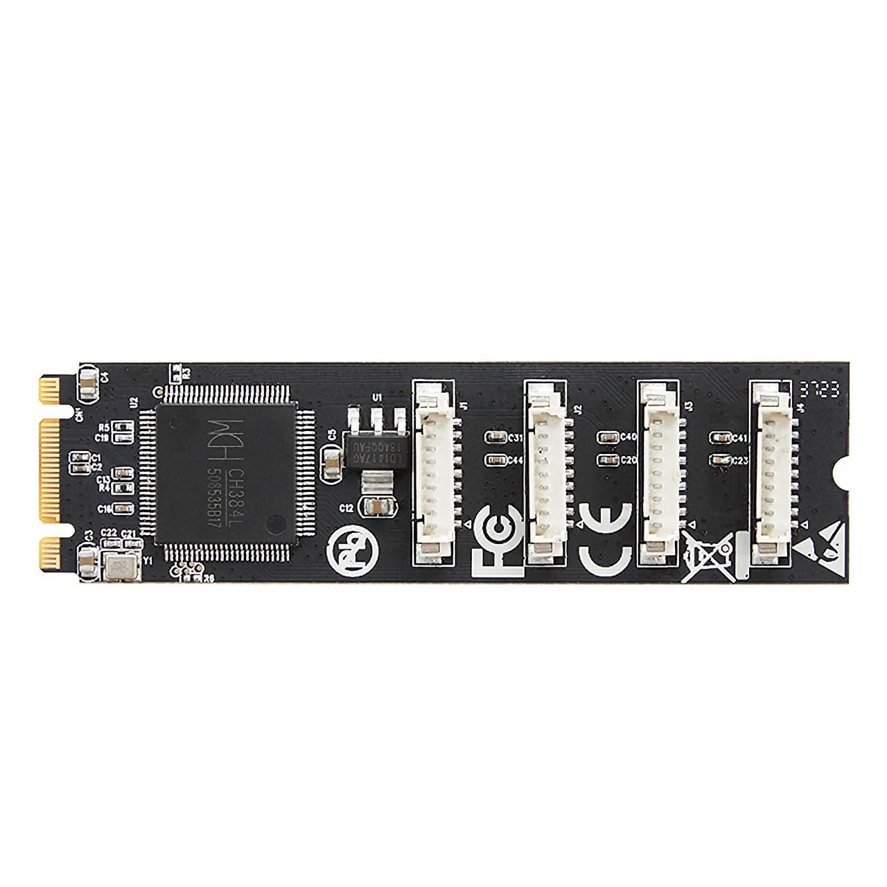 IOCrest 4 Port RS-232 DB9 Serial M.2 B+M Key Controller Card SY-PEX15072 (PCIe x1, Linux Compatible)