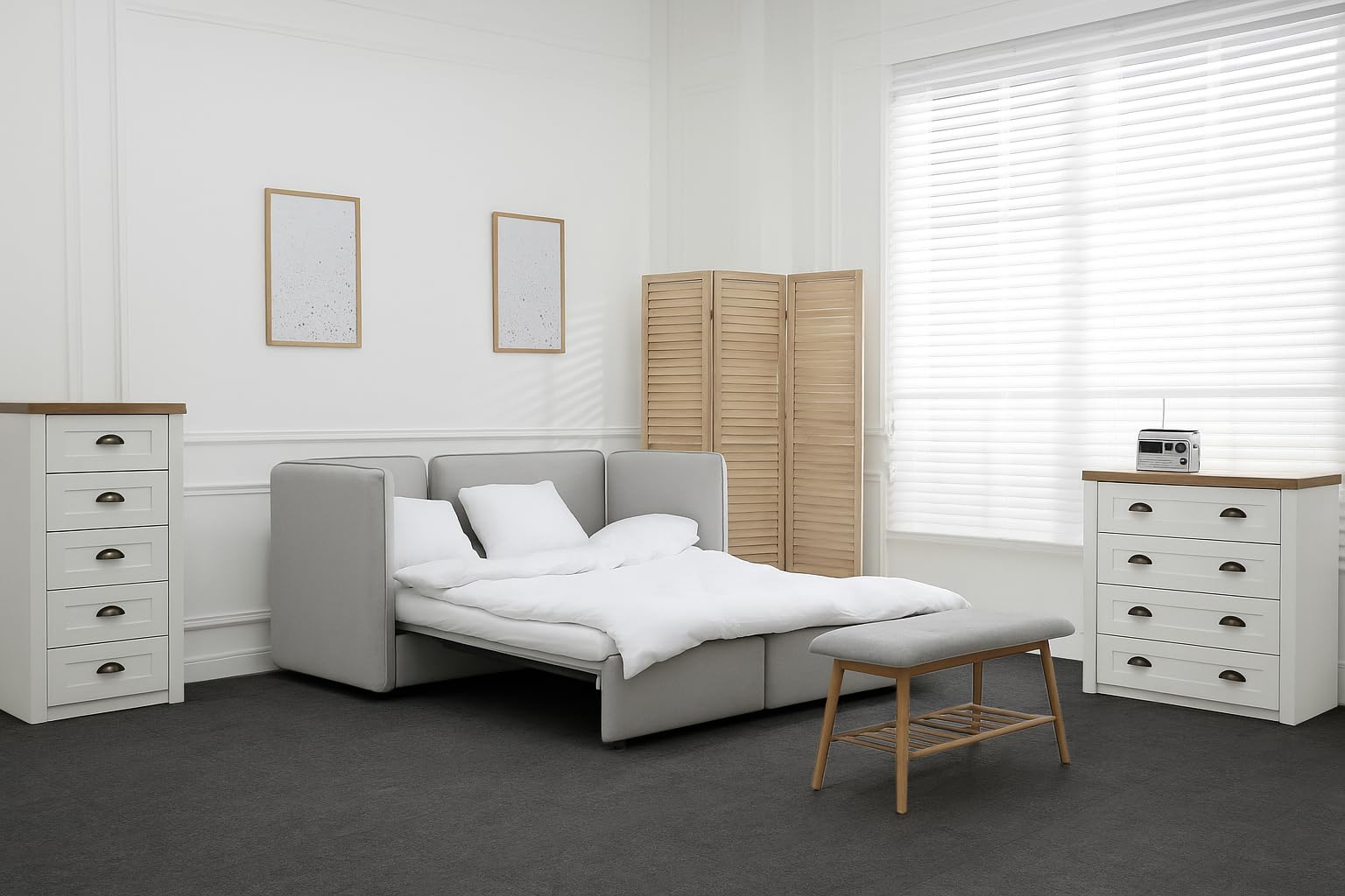andiamo Teppichfliesen selbstklebend – 25 Stück, 40x40 cm Filz Bodenbelag für Wohnräume, DIY, leicht verlegbar & für Fußbodenheizung – Standard 4 m², Anthrazit