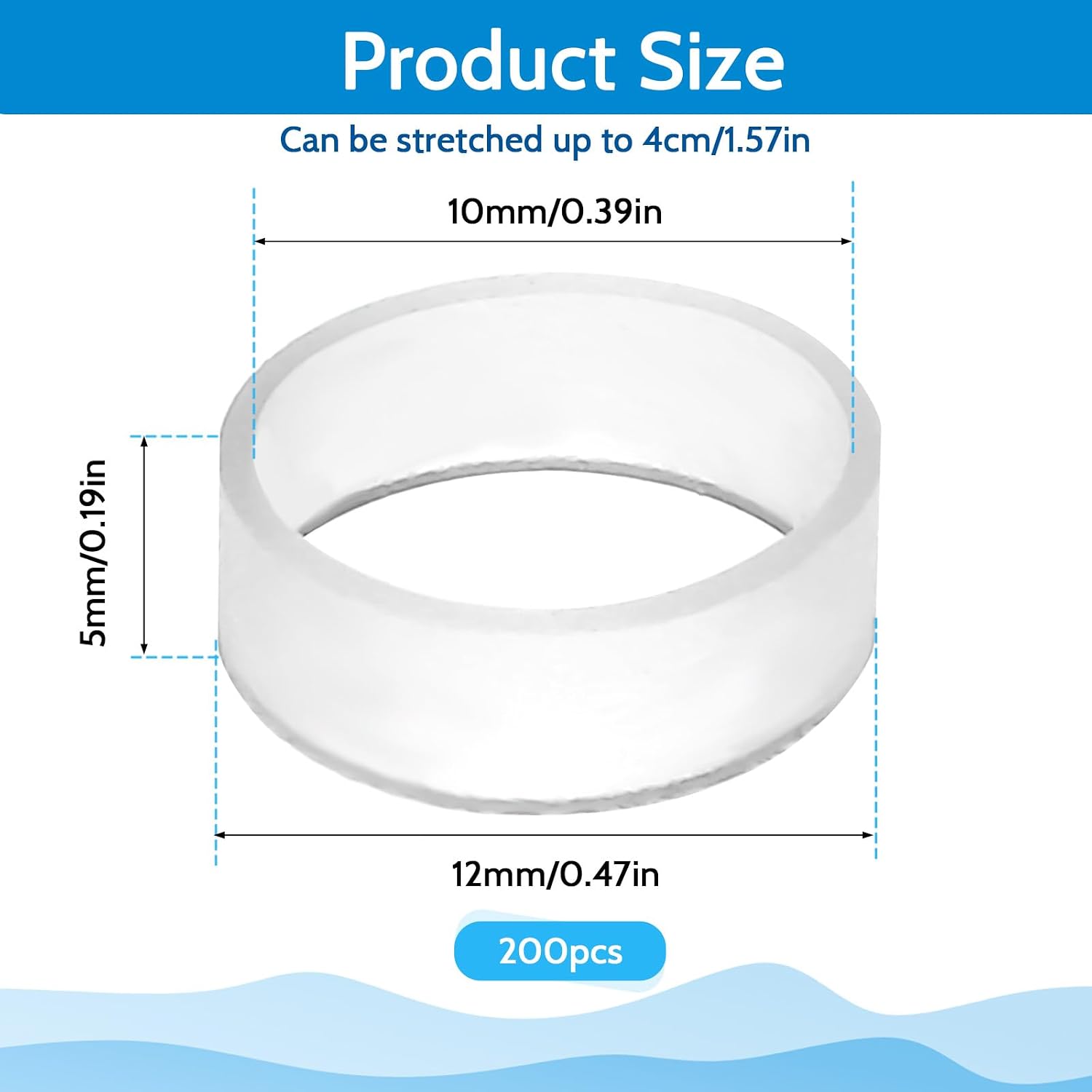 200 Pieces 0.5 Inch Small Elastic Silicone Rubber Bands Clear Strong Rubberbands Heavy Round Siliconebands for Wire Cord Cable Wrapping, Bundle