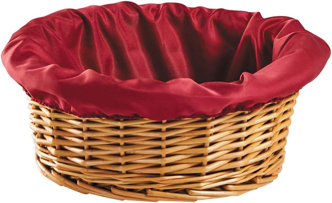 Round Church Offering Basket with Removable Burgundy Liner