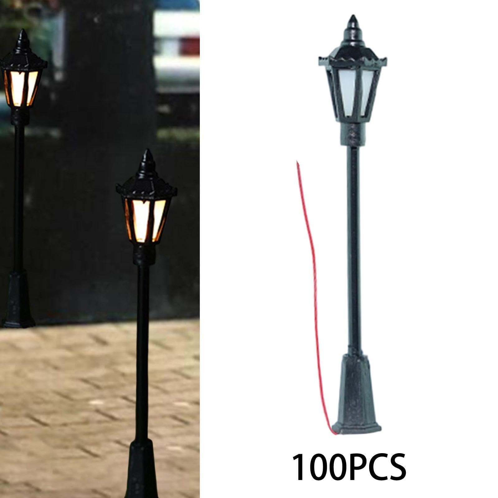 10 Stück Modellbahn Lampen Mini Straßenlaternen Modell Zubehör Europäisches Design Pp Material für Landschaftsgestaltung Modellbau Dioramen, 100 Stück