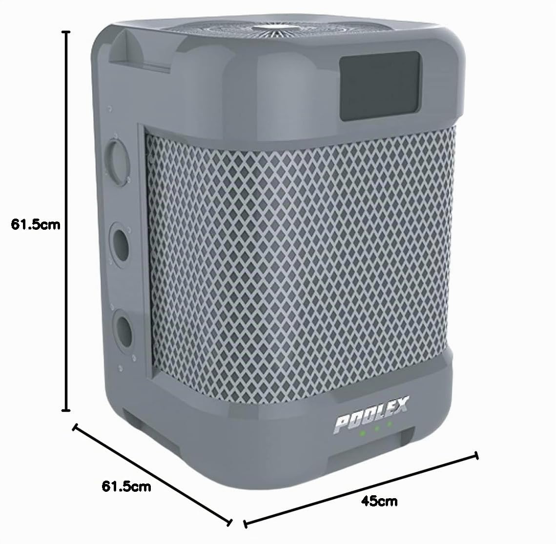 POOLEX - PC-QBC090 Wärmepumpe Q Line 9 Full Inverter 9 kW - 40-50 m3 - leiser Eco-Modus 20 dBA LED-Indikator, Grau