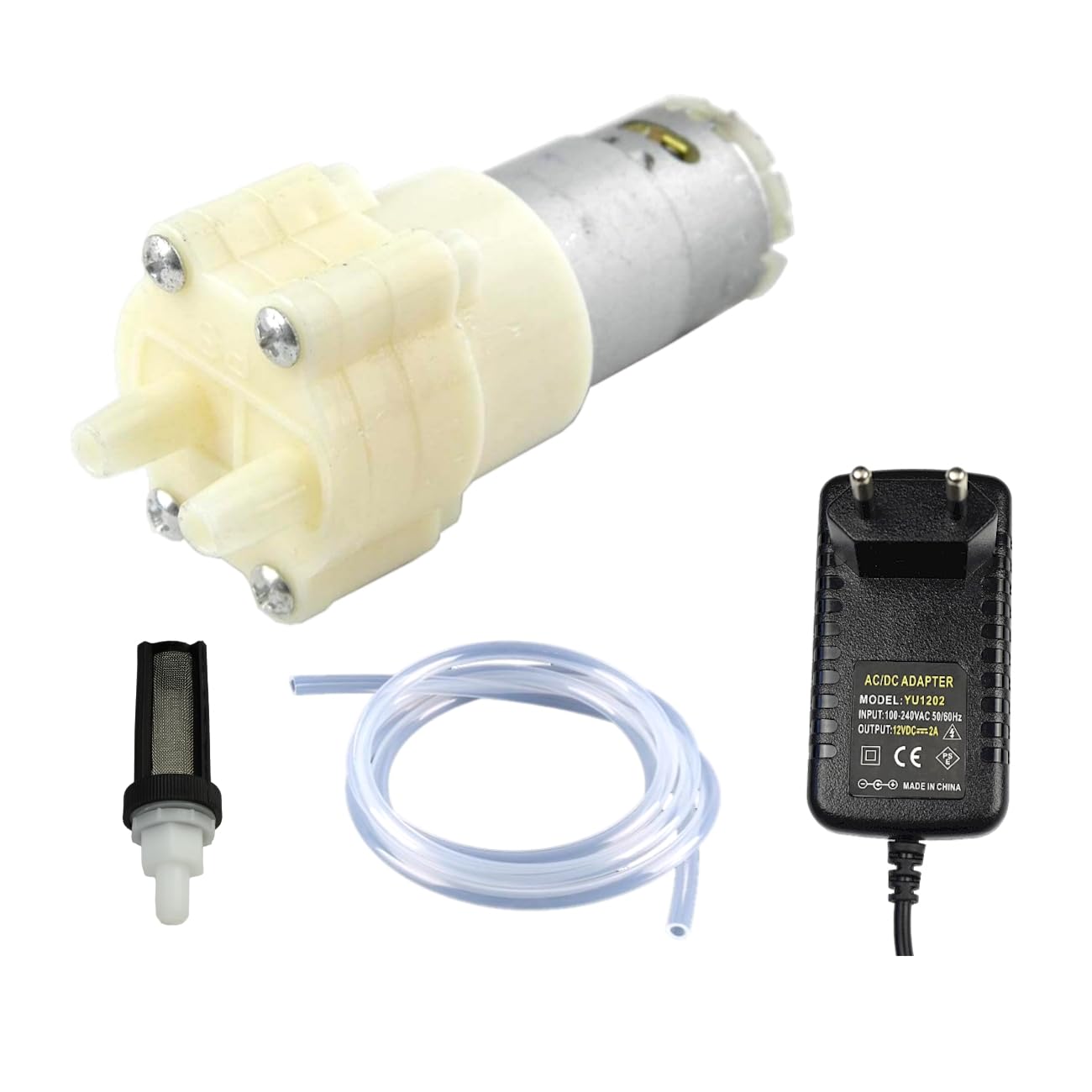 Bomba de diafragma DC 6V-12V con tubo de silicona para flujo de agua constante
