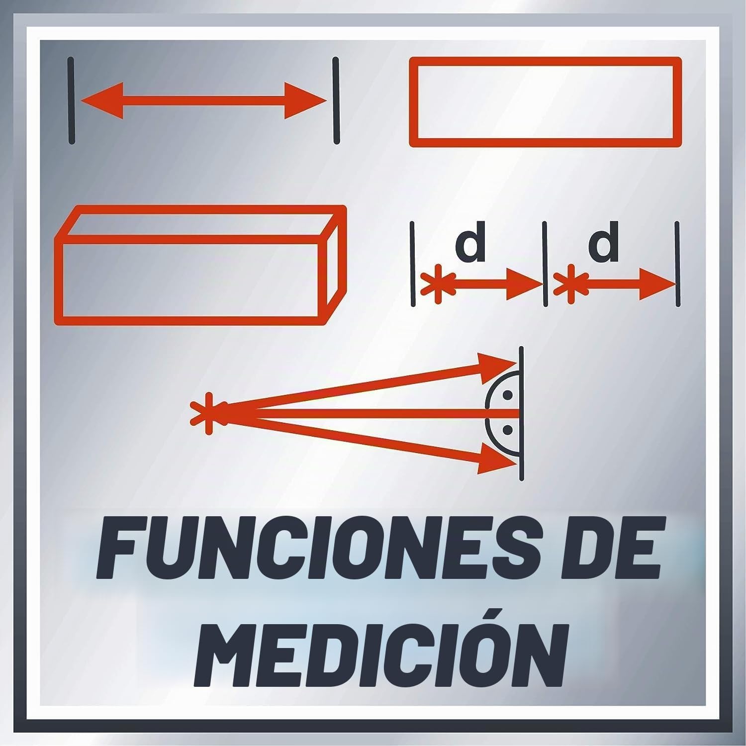 Einhell Distanciómetro láser TE-LD 60 (rango de medición 0,05-60 m, medición de distancias, áreas y volúmenes con sumas y restas, documentación vía app, seguridad, Pitágoras, función de replanteo)